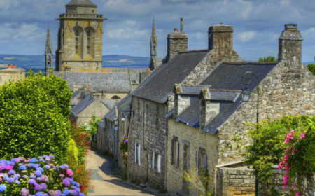 Street in the village of Locronan, Brittany, France
